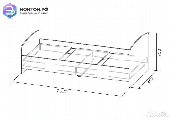 Кровать Рио 1 дуб делано / белый