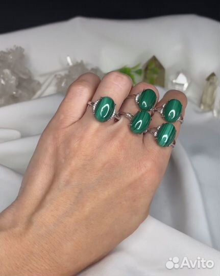 Кольца с малахитом и лабрадором