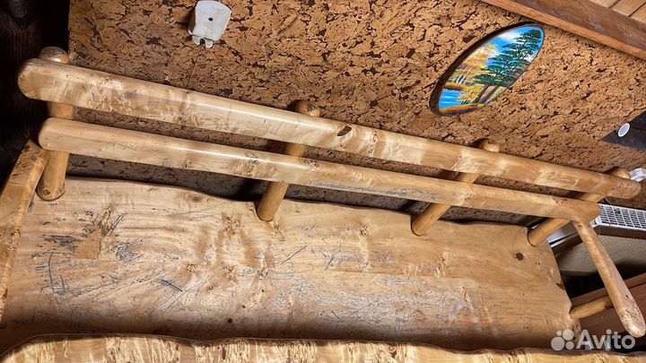 Стол и стулья из Карельской березы, ручная работа