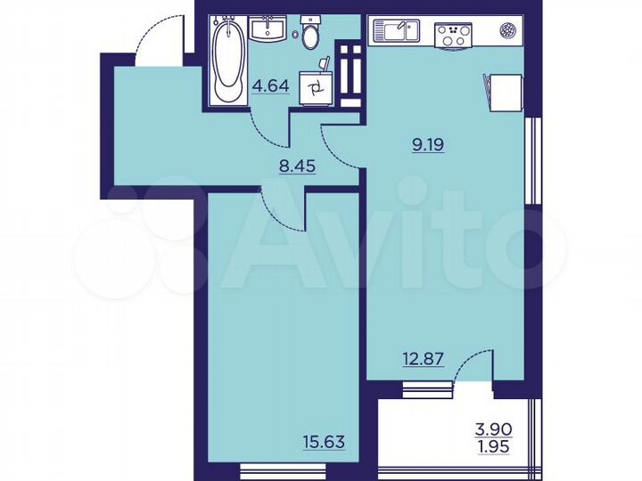 1-к. квартира, 52,7 м², 13/18 эт.