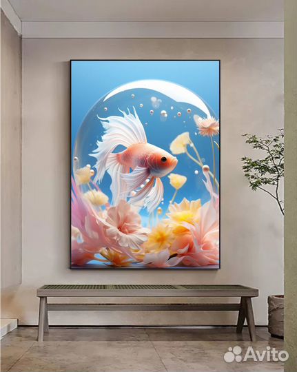 Картины маслом рыба стильная на холсте красивая
