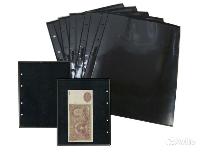 Листы Оптима для бон, марок, двухсторонние черные