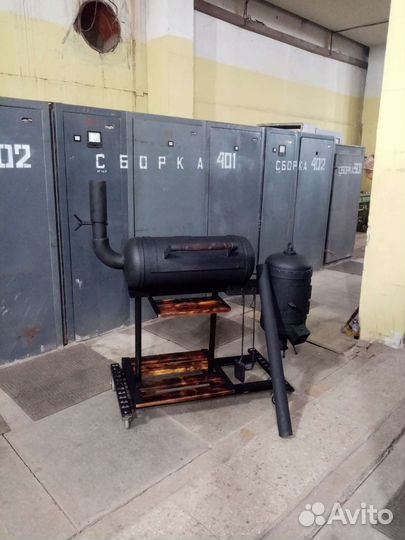 Мангал с коптильней, печью под казан