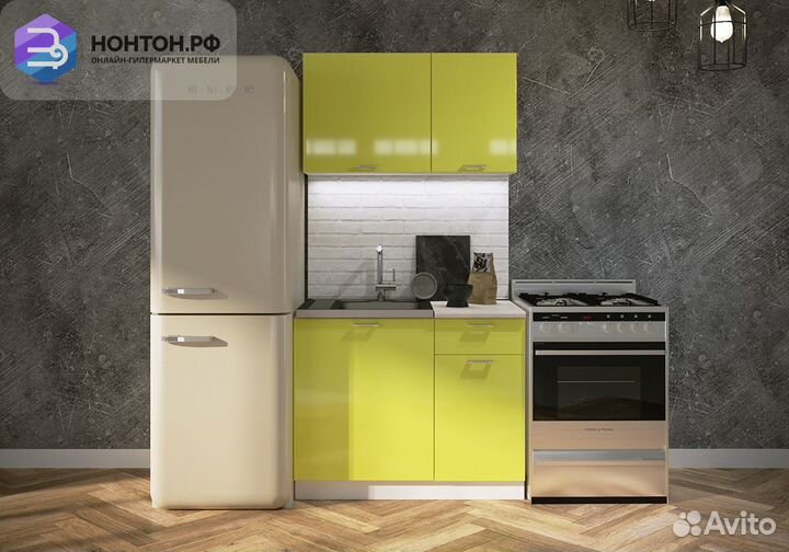 Кухня Ритмо 1.0м мдф лайм глянец