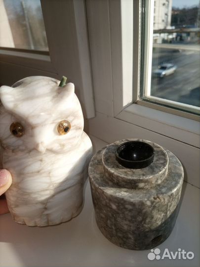 Светильник ночник Сова (Филин) мрамор СССР винтаж