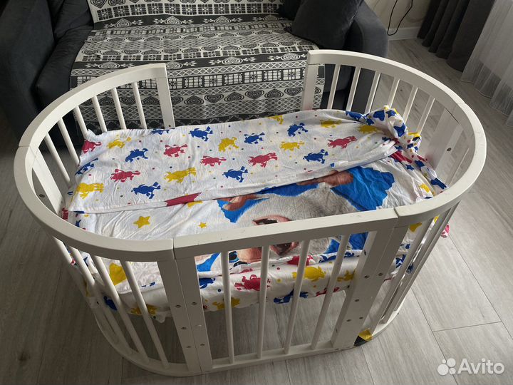 Кроватка овальная трансформер premium baby