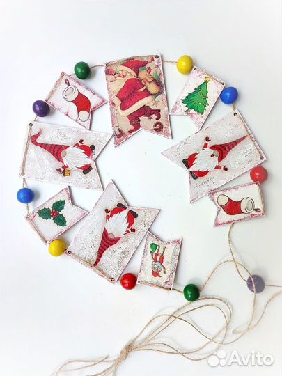 Новогодняя гирлянда из флажков, 2 шт