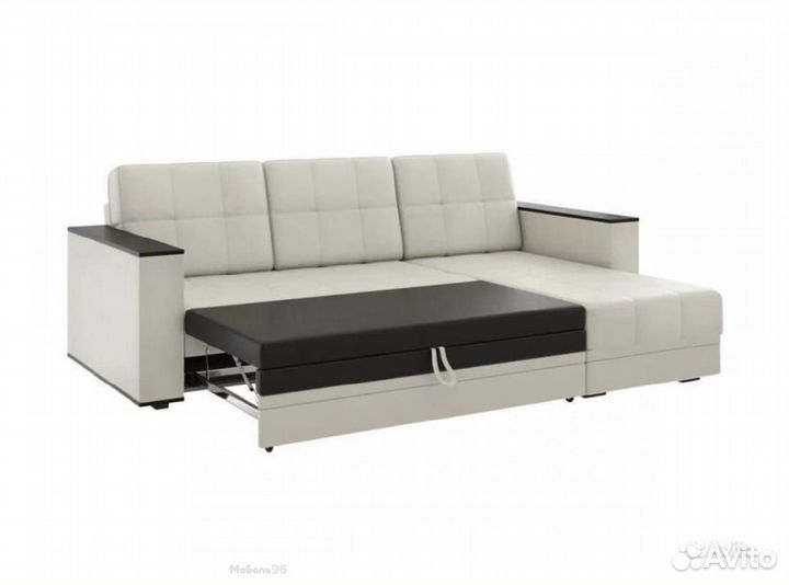Диван угловой Атлант без столика кожзам бежевый (к