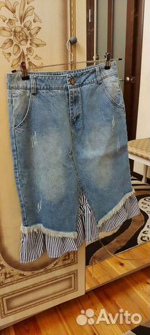 Комбинированная джинсовая юбка фирма Amaia