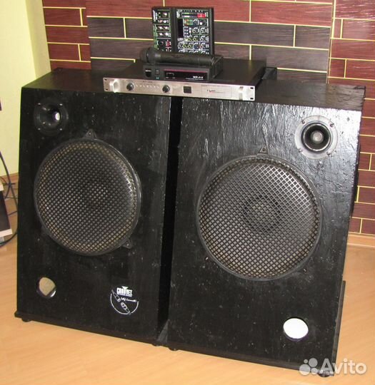 Колонки 600+600W PRM-115 Усилитель Микшер Микрофон