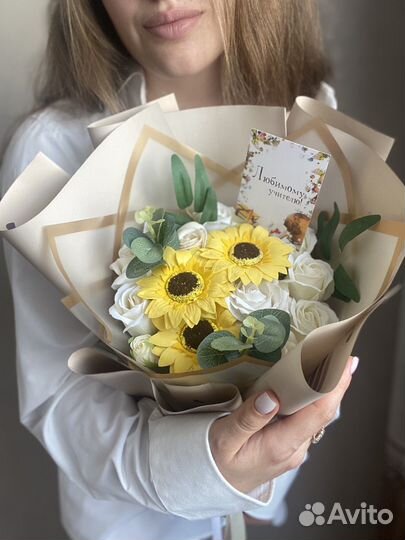 Букет учителю, букет из мыла