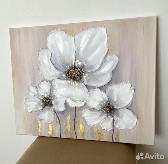 Картины с цветами на холсте, 40х50 см