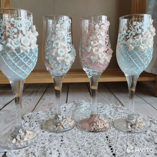 Стеклянные фужеры Декор