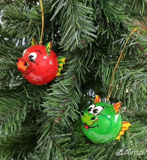 Елочная игрушка Шарик дракончик в ассортименте