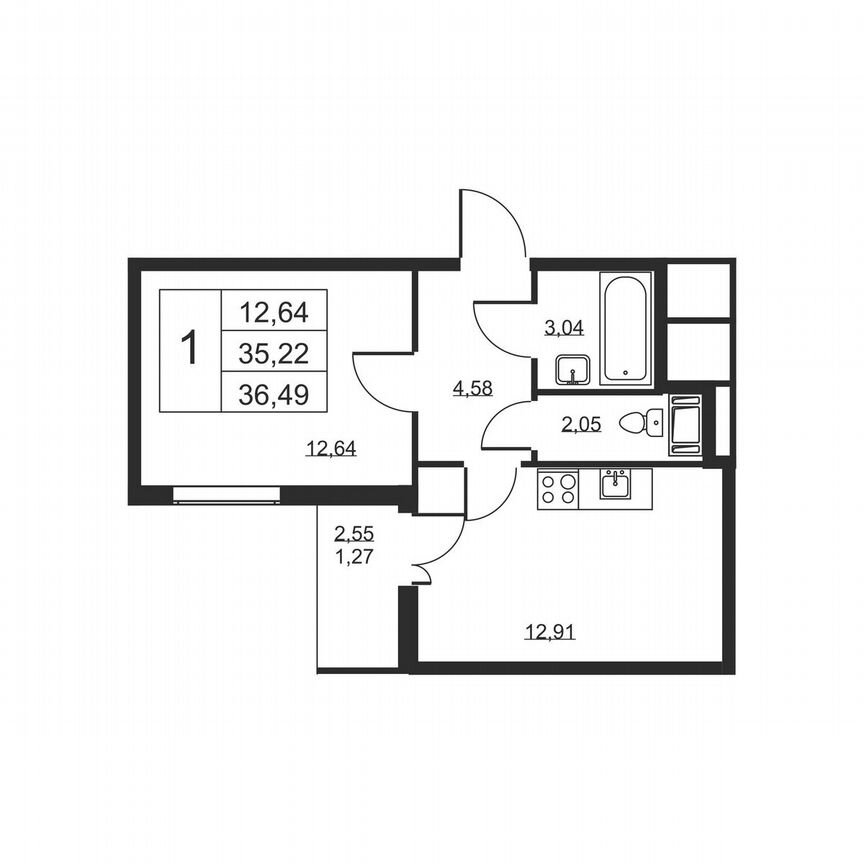 1-к. квартира, 36,5 м², 3/19 эт.