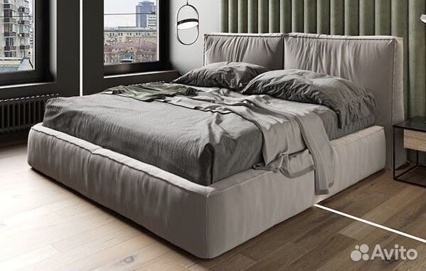 Кровать с мягким изголовьем в стиле Лофт