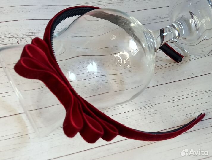 Бархатный бант, ободок и заколочки для волос