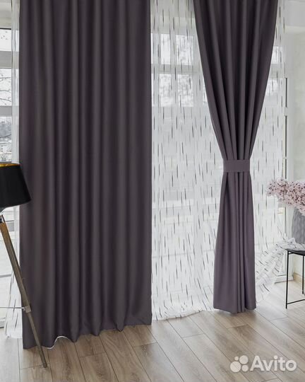 Шторы блэкаут амадео темно-лиловый новые пошив