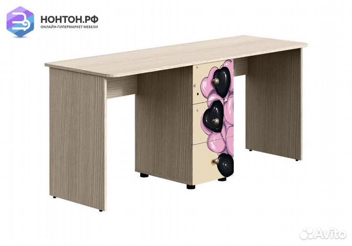 Письменный 2-х местный стол Мийа-3А ясень шимо све