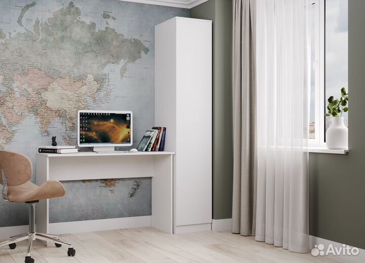 Шкаф пенал белый Мори в наличии мш 400.1