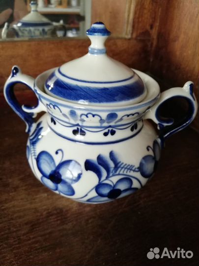 Сахарница масленка Старая Гжель фарфор СССР