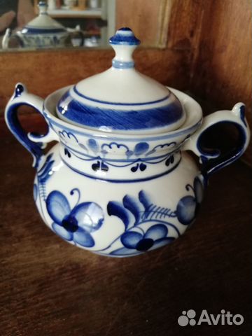 Сахарница масленка Старая Гжель фарфор СССР