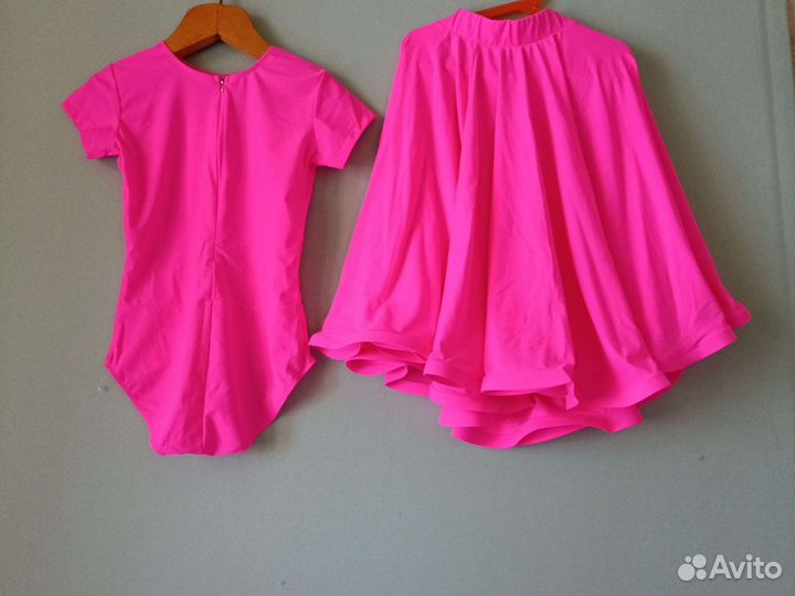 Купальник детский с юбкой розовый