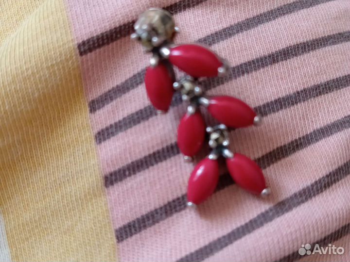 Серьги серебро с кораллами