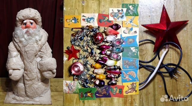 Дед Мороз,игрушки,гирлянда,звезды,маски СССР