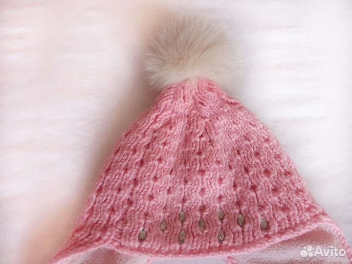 Зимний комплект шапка шарф и варежки на девочку