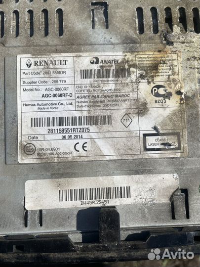 Штатная магнитола renault logan 2