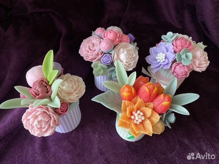 Мыло, ручная работа, цветы