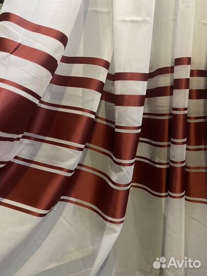 Тюль новый 4,50 метров полоска красная турция