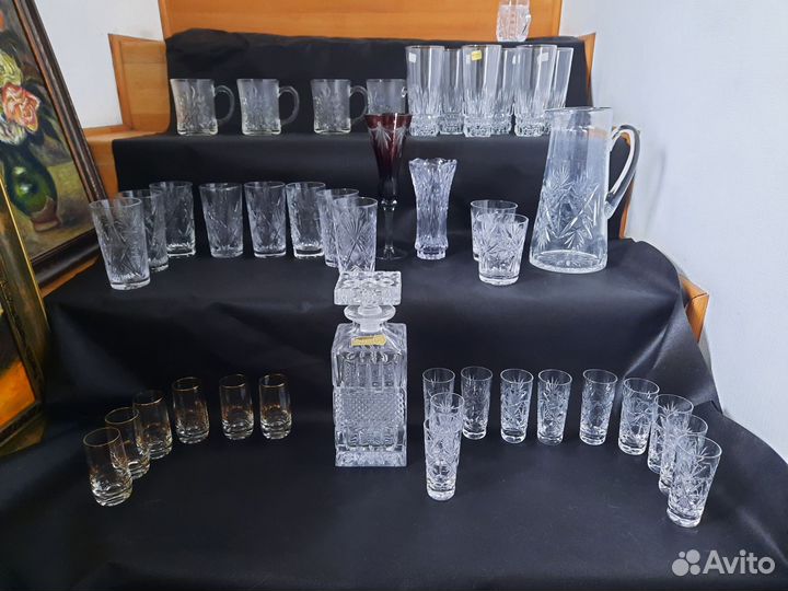 Стаканы Рюмки Графин Штоф СССР хрусталь и стекло