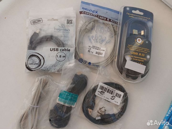 Кабели USB, RCA, S-Video, Ethernet, питание и др