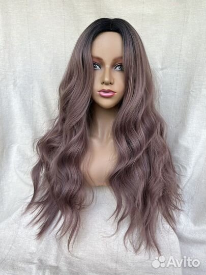 Парик лиловый омбре длинный