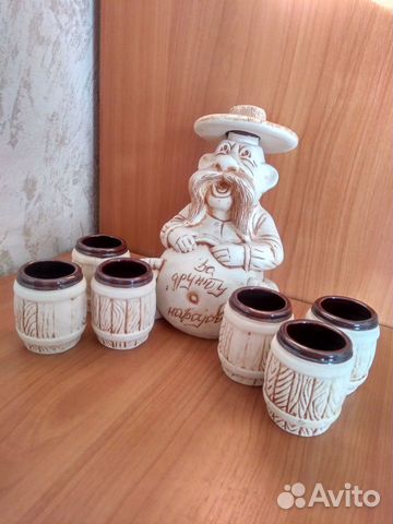 Набор из керамики. Штоф и 6 стопок