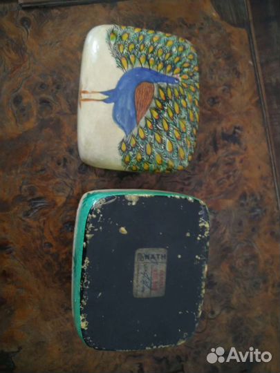 Шкатулка ручная роспись Павлин лаковая миниатюра