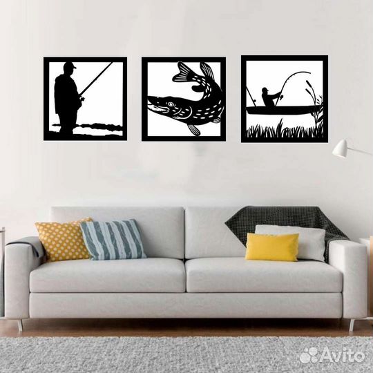 Набор панно из дерева рыбалка