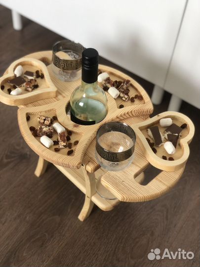 Винный столик менажница и 2 менажницы сердце