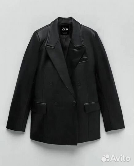 Кожаный пиджак женский zara XS