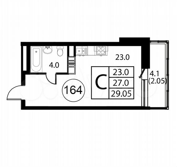Квартира-студия, 29,1 м², 7/12 эт.