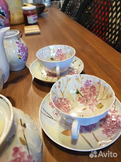 Чайный набор СССР фарфор. Серень. Ликино дулево