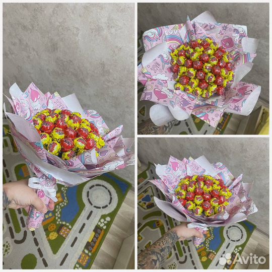 Сладкий букет из чупа чупсов, орехов