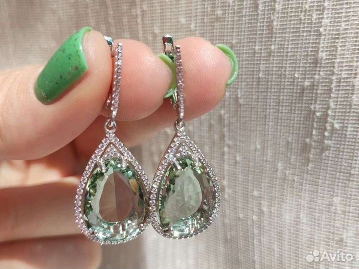 Серебряные серьги с кварцем
