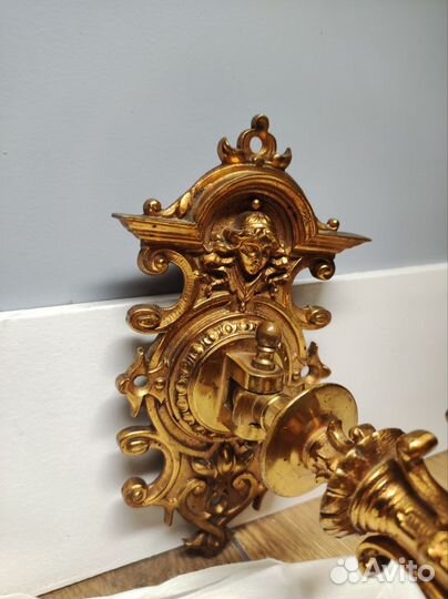 Парные настенные подсвечники / Бронза / Позолота