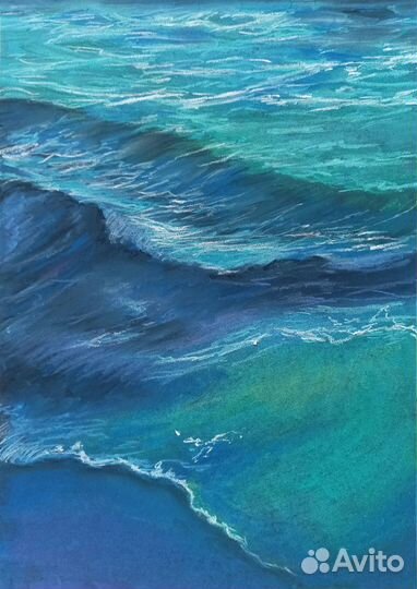 Картина море пастелью