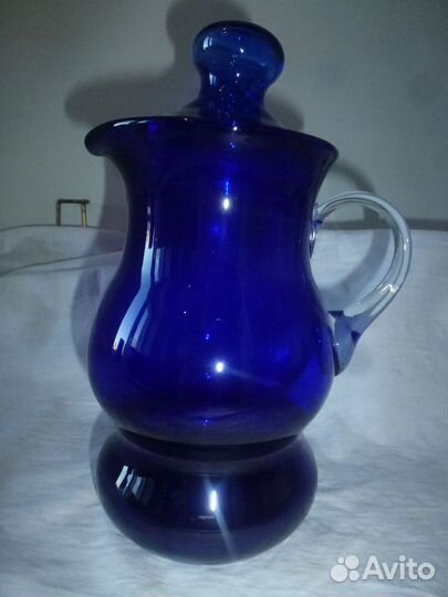 Кувшин синее стекло. Сервиз СССР