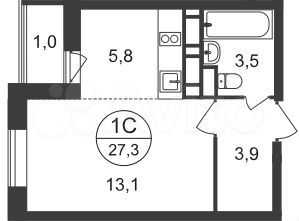 Квартира-студия, 27,2 м², 15/20 эт.