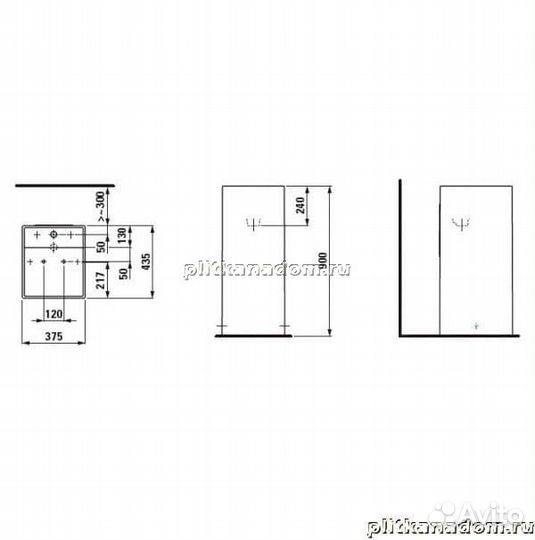 Laufen Kartell 8.1133.1.000.111.1 свободностоящая раковина со скрытым сливом, 1 отв.для смесит